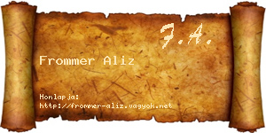 Frommer Aliz névjegykártya